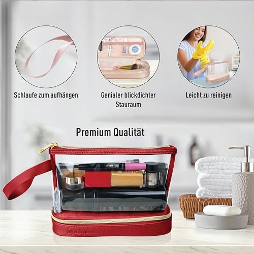 51iohkq0iml. ac .jpg BUTLERBELL Transparenter Kulturbeutel | Bliktdicht | Reisegepäck-Damen & Herren (Schwarz) | Flüssigkeiten transportieren