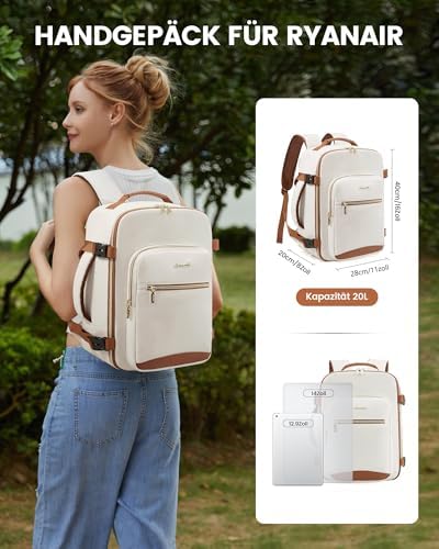 51iuda6deql. ac .jpg LOVEVOOK Ryanair Handgepäck für Damen Herren | Carry On Tasche 40x30x20cm | Eurowings Wizz Cabine Richtung | Laptop Komp