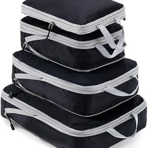 Meowoo 4-teiliges Kompressions-Packwürfel Set - Platzsparend für Handgepäck & Koffer - Wasserdichter Kofferorganizer - i