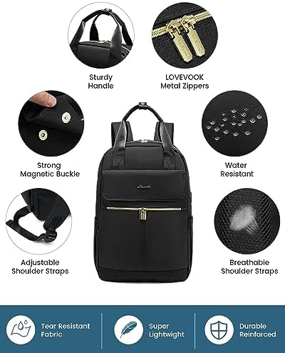 51k0nyuswdl. ac .jpg LOVEVOOK Damen Rucksack, 15,6 Zoll Laptop Schulrucksack, Wasserdicht, Reiserucksack, Beige OEKO-TEX STANDARD 100