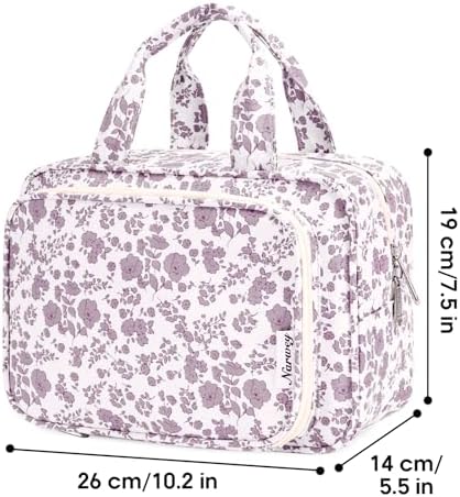 51kfy0fhbl. ac .jpg Narwey Damen Waschtasche Groß & Kosmetiktasche für Herren & Kinder (Kleine Graublaue Blume)