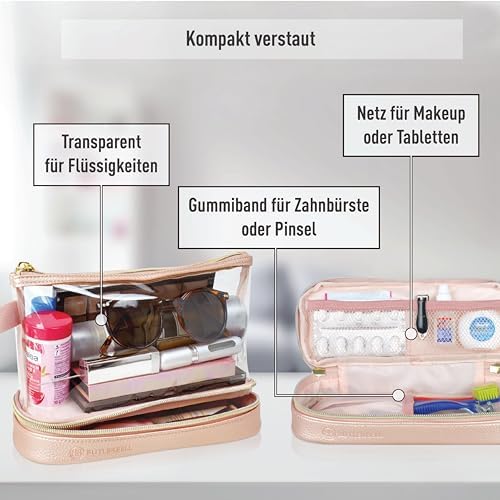 51lezfsdlvl. ac .jpg BUTLERBELL Transparenter Kulturbeutel | Bliktdicht | Reisegepäck-Damen & Herren (Schwarz) | Flüssigkeiten transportieren