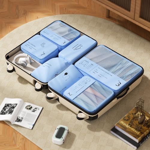 51mvaqeh9l. ac .jpg Reise Kleidertaschen Yomisee Packing Cubes Koffer Organizer Beige