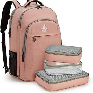 G4Free Reiserucksack 40L & Groß 17-Zoll Laptop-Rucksack für Damen & Herren mit 3 Teilige Packwürfeln für Reisen, Urlaub,