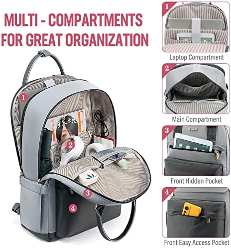 51nrh9xh60l. ac .jpg Laptop Schulrucksack LOVEVOOK Damen Wasserabweisend Eleganter Schultasche für Schule Uni Reise Khaki Beige