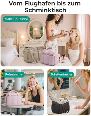 51nbe1diobl. ac .jpg Reise-Kulturbeutel Bagsmart, große Multi Taschen, für Frauen, zur Reise und Urlaubsplanung, mit vielen Taschen und Griff