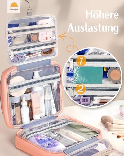 51ow6qcgwl. ac .jpg Chakipee Wasserdichte Reisekulturbeutel zum Aufhängen für Damen – Leichte Waschtasche mit Klarfenster, Ideal für Make-up