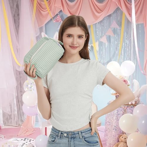 51p0tl2aqdl. ac 1.jpg Narwey Minzgrün Kulturtasche Damen Reise Make-up-Tasche Weit Offene Tasche Kosmetiktasche