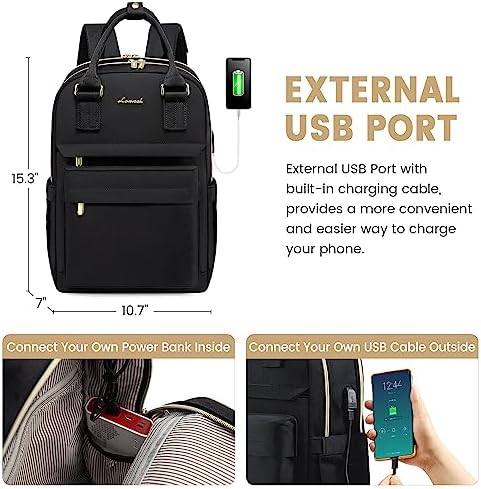 51pntnuvvzl. ac .jpg Laptop Schulrucksack LOVEVOOK Damen Wasserabweisend Eleganter Schultasche für Schule Uni Reise Khaki Beige