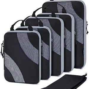 Bagsmart Compression Packwürfel Set Schwarz Reisetasche und Handgepäck Kofferorganizer Travel Essentials