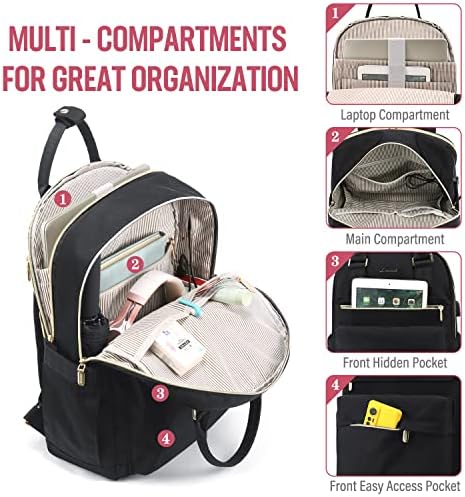 51qkld9jzil. ac .jpg Laptop Schulrucksack LOVEVOOK Damen Wasserabweisend Eleganter Schultasche für Schule Uni Reise Khaki Beige