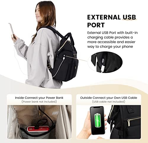 51qyelksjl. ac .jpg LVOOK Rucksack Damen 15,6 Zoll Laptop Schulrucksack Wasserdicht mit USB & Laptopfach, ideal für Arbeit, Schule & Uni, Re