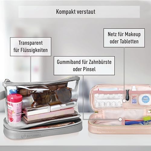 51snc0vjthl. ac .jpg BUTLERBELL Transparenter Kulturbeutel | Bliktdicht | Reisegepäck-Damen & Herren (Schwarz) | Flüssigkeiten transportieren