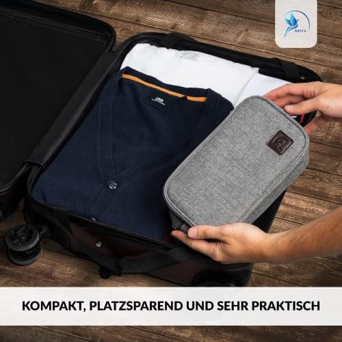 51sfqbnlikl. ac 1.jpg Obics Kulturbeutel Gross grau 8L XL - für Herren & Damen - zum Aufhängen & mit Spiegel - 10 Fächer - ideal für Camping &