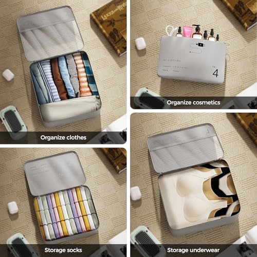 51sgj6qn0ul. ac .jpg Reise Kleidertaschen Yomisee Packing Cubes Koffer Organizer Beige