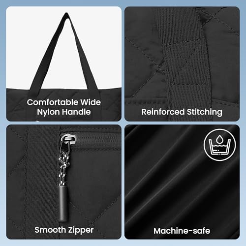 51snetdko6l. ac .jpg Befen Puffer Tote Bag Damen Groß Handtasche Sporttasche Tragbare Laptoptasche 15,6 Zoll mit Reißverschluss für Reisen, S