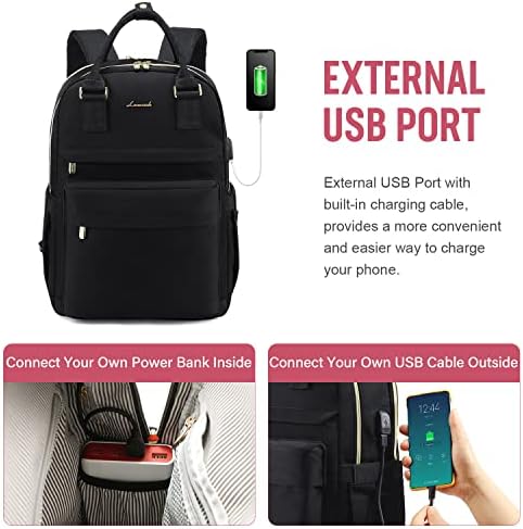 51tdlr88odl. ac .jpg Laptop Schulrucksack LOVEVOOK Damen Wasserabweisend Eleganter Schultasche für Schule Uni Reise Khaki Beige