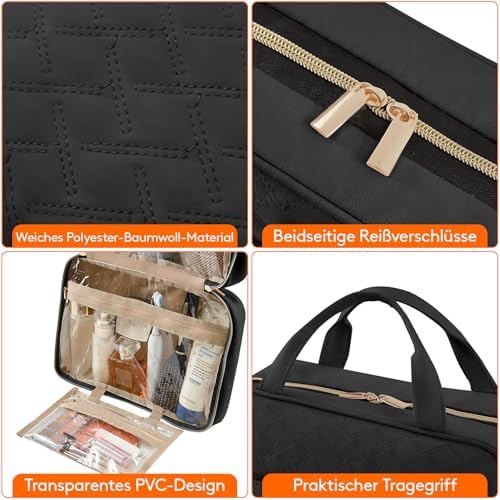 51u53fnwmol. ac .jpg Lifewit Reise Kulturbeutel Damen zum Aufhängen mit Organizer Funktion Groß Pink Recycled Claim Standard 100