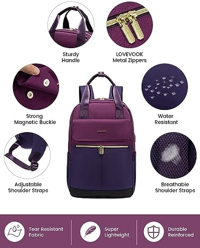 51uwncu32ol. ac .jpg LOVEVOOK Damen Rucksack, 15,6 Zoll Laptop Schulrucksack, Wasserdicht, Reiserucksack, Beige OEKO-TEX STANDARD 100