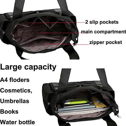 51vrqmgka l. ac .jpg JIANLINST Schwarz Lässige Schultertasche Damen Handtasche Multi-Pocket Tote Henkeltasche Shopper