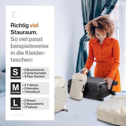51wlgyhou7l. ac .jpg Travely Kompression Packwürfel - 8-teiliges Set - Packwürfel für Reise und Rucksack - Kompressionsbeutel als Kofferorgan