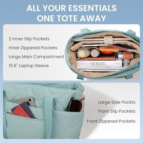 51x1rwuopsl. ac .jpg Befen Puffer Tote Bag Damen Groß Handtasche Sporttasche Tragbare Laptoptasche 15,6 Zoll mit Reißverschluss für Reisen, S