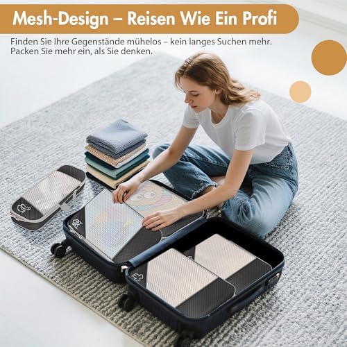 51xby cevsl. ac .jpg Vonsera Koffer Organizer 10-teilig Wasserdicht Atmungsaktiv Reise Grau