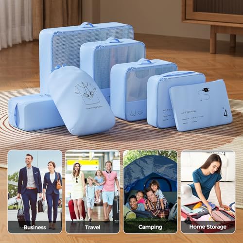 51yqpqa qll. ac .jpg Reise Kleidertaschen Yomisee Packing Cubes Koffer Organizer Beige