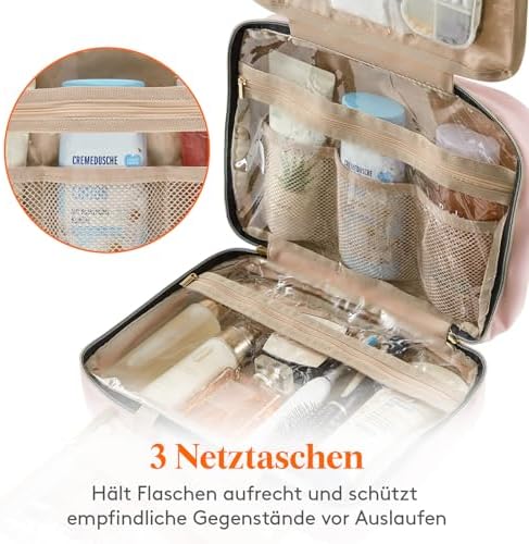 51z9mrpvy8l. ac .jpg Lifewit Reise Kulturbeutel Damen zum Aufhängen mit Organizer Funktion Groß Pink Recycled Claim Standard 100