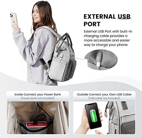 51zllijgyl. ac .jpg LVOOK Rucksack Damen 15,6 Zoll Laptop Schulrucksack Wasserdicht mit USB & Laptopfach, ideal für Arbeit, Schule & Uni, Re